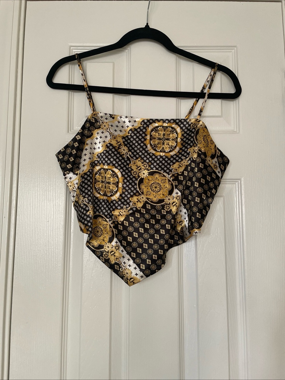 Streetwear Society Black & Gold Patterned Handkerchief Cami